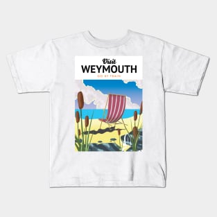 Weymouth seaside travel poster. Kids T-Shirt